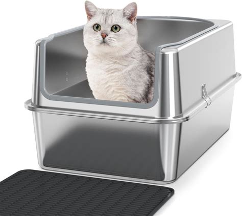 stainless steel litter box amazon|stainless steel kitty litter boxes.